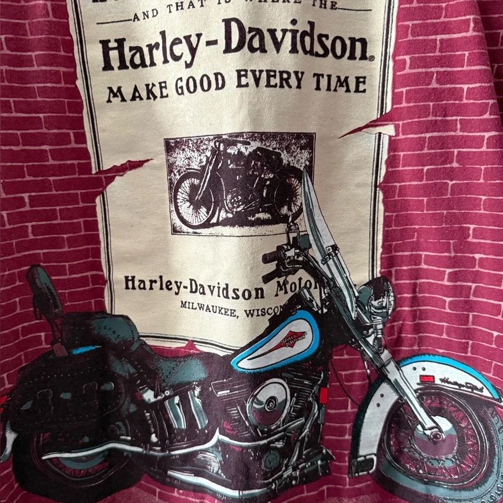 Men’s Vintage 1995 Harley-Davidson Motorcycle Short Sleeve Shirt, Size Large!